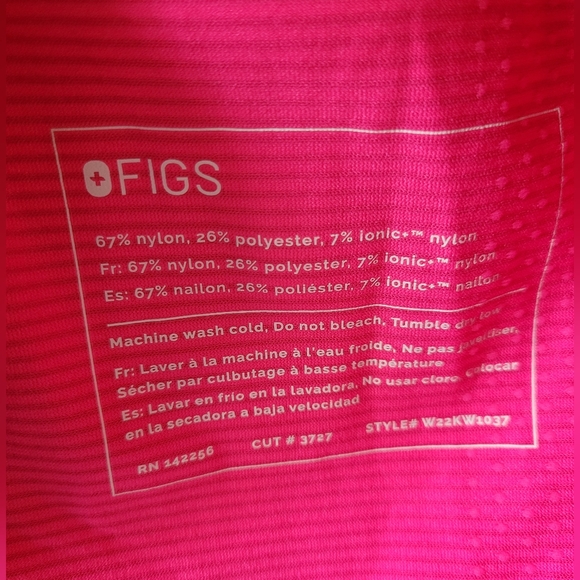 Figs Salta Seamless Long Sleeve Underscrub In Striped Shocking Pink XS EUC - Picture 5 of 9
